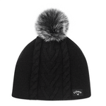 Load image into Gallery viewer, Ladies Pom Pom Beanie Black
