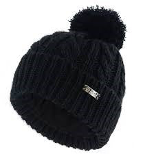 Ladies Knitted Bobble Hat Black