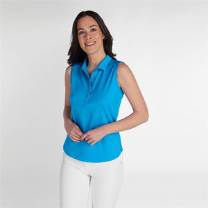 Ladies Kaydee Sleeveless Ripple Polo Cobalt