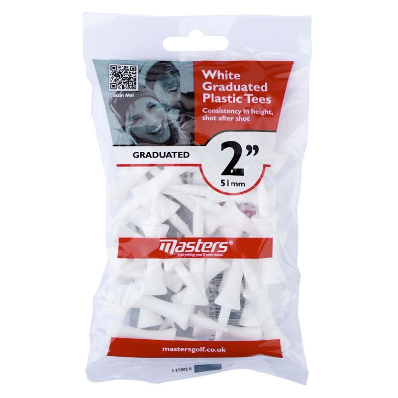 Graduated 51mm Plastic Tees 2" Bag White