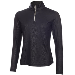 Kennedy Snakeskin Zip Neck Ladies Top Black