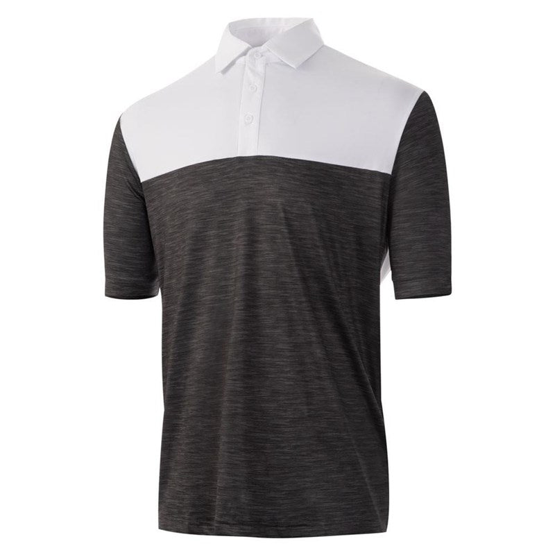 Mens Colour Block Golf Polo Charcoal Marl/White