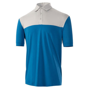 Mens Colour Block Golf Polo Royal Blue/Silver